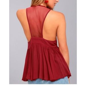 Free People Marble Illusion Raspberry Top XS